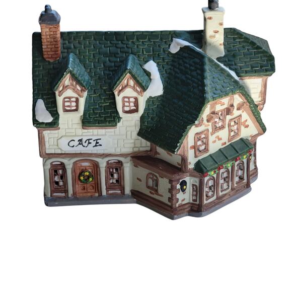 Vintage Christmas Village Café House – Snowy Roof & Brick Details - Picture 1 of 10